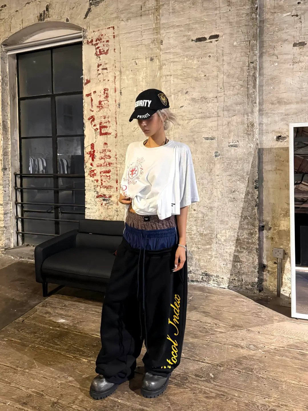 Protocol Lndex Fake Three-Waist Flag Embroidery Patchwork Wide-Leg Pants American-Style Loose Casual Straight-Leg Sports Pants
