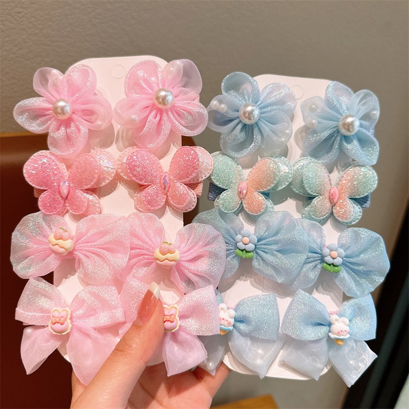 Children's Hair Accessories Cute Butterfly Hairpin Girl's Super Fairy Yarn Flower Bang Clip Broken Hairpin Princess Hairpin Side Clip