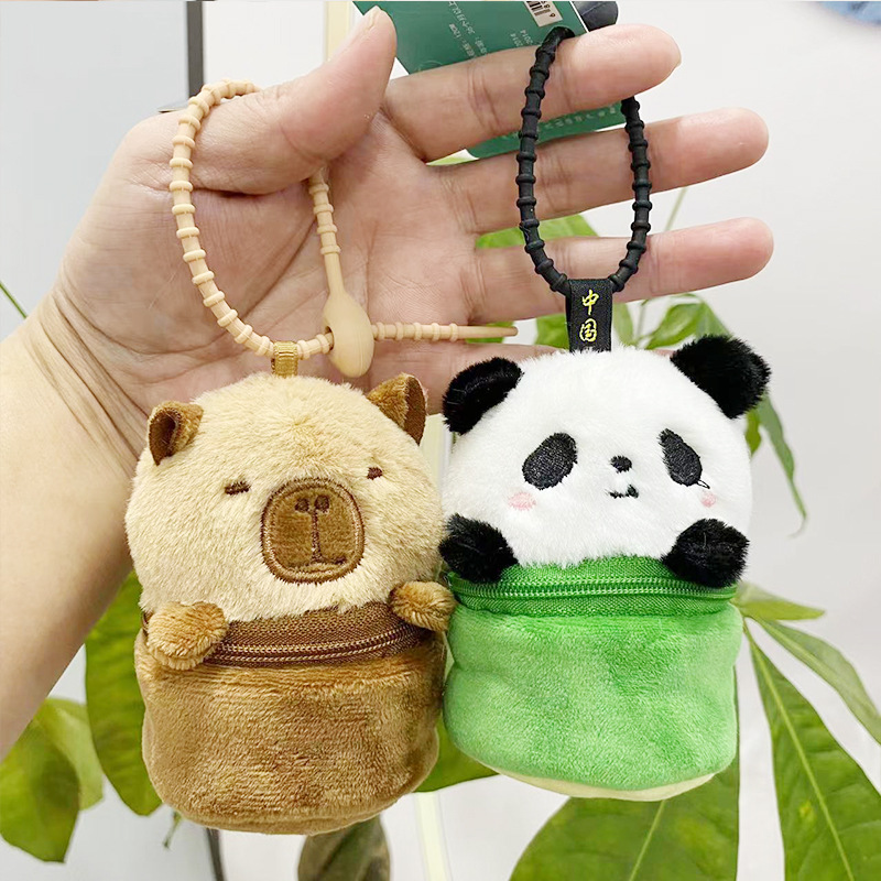Cross-border capabala coin purse capybara keychain doll plush pendant storage bag birthday gift