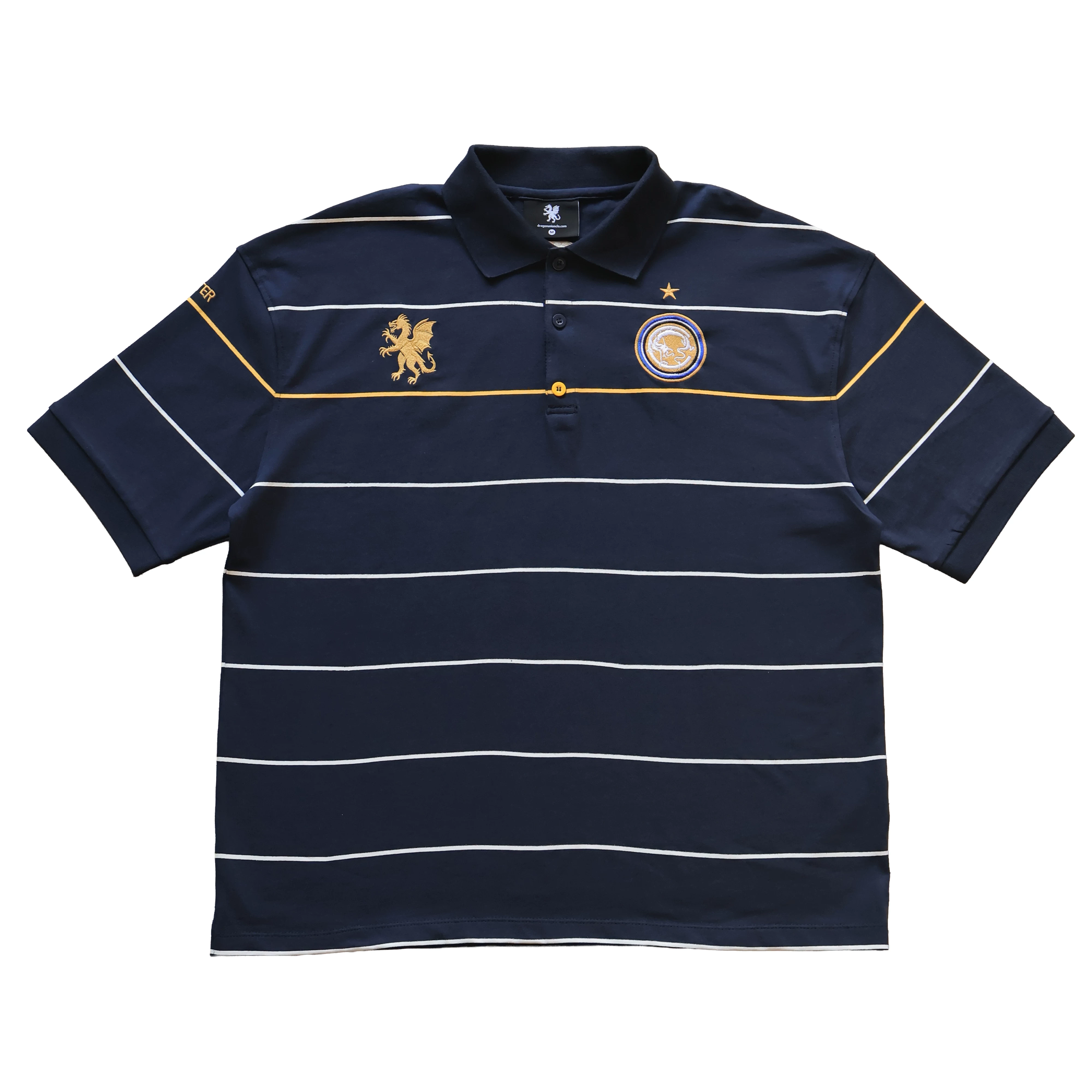 Vintage Terrace Polo Shirt Navy Blue Retro Striped Fan Polo Shirt Navy Blue Foto QC de TAOBAO na Qualit.ly