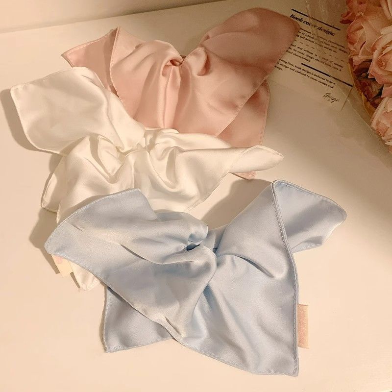 2024 same style windmill hair ring hair rope silky texture satin solid color square large intestine ring ring hair rope hair accessories