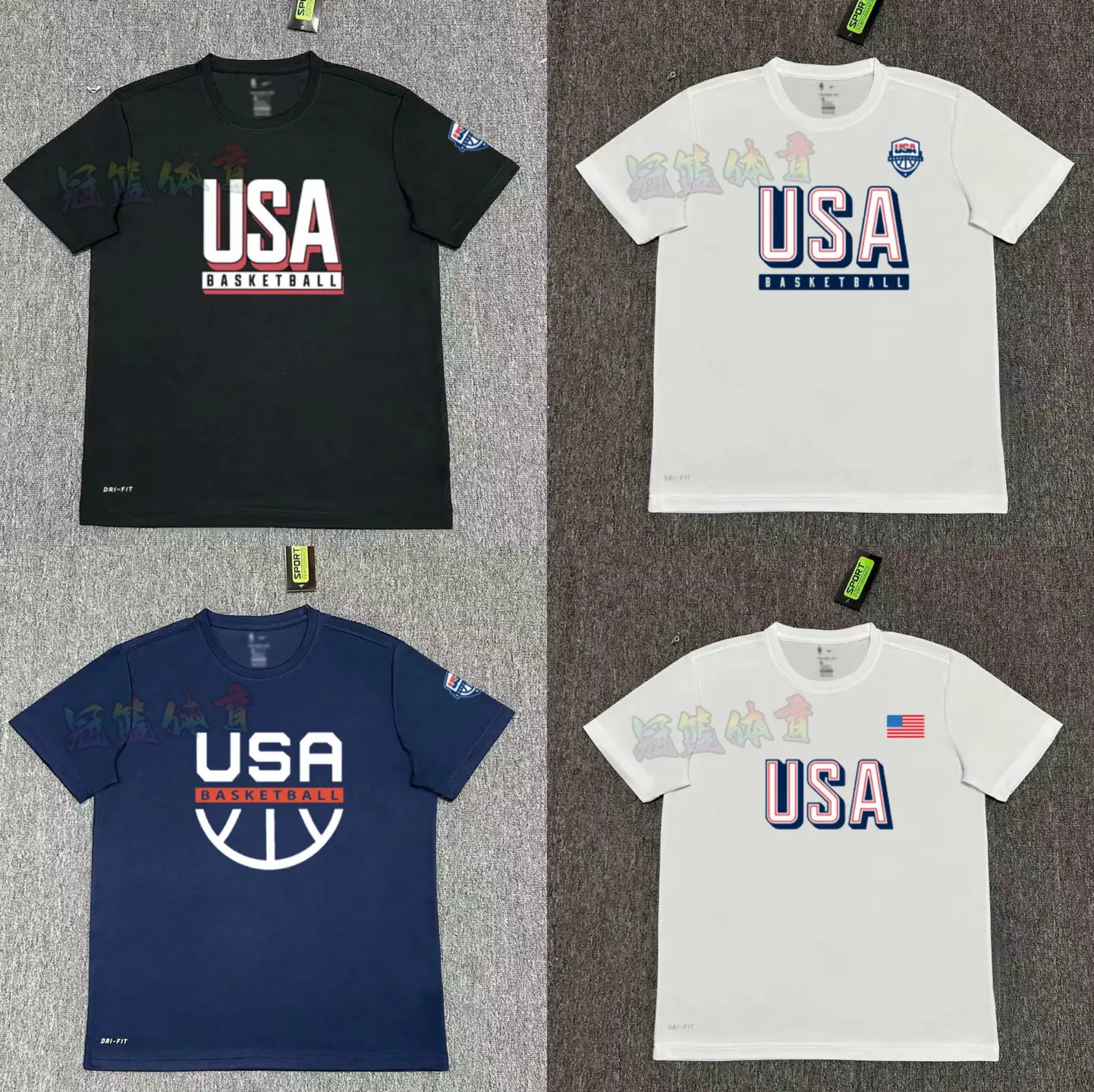 USA men's basketball training uniform Dream Team quick drying short sleeved T-shirt warm-up exercise shooting court uniform for men