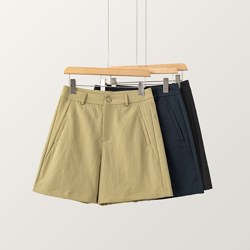High-Waisted Women's Shorts, Summer Thin Style, 2026 New Loose-Fitting Suit-Style Wide-Leg Shorts, Casual Straight-Leg Mid-Length Shorts