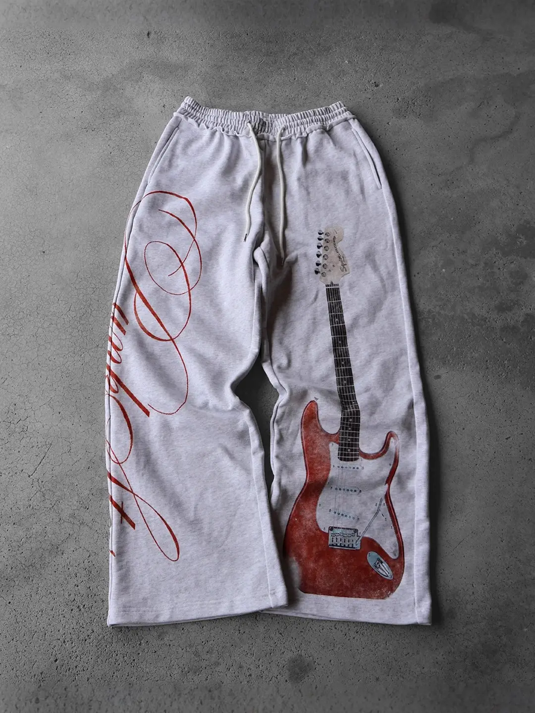 European and American Cross-Border New Y2K Fashion Guitar Print Loose Sweatpants Autumn and Winter Versatile Design Sports Casual Pants