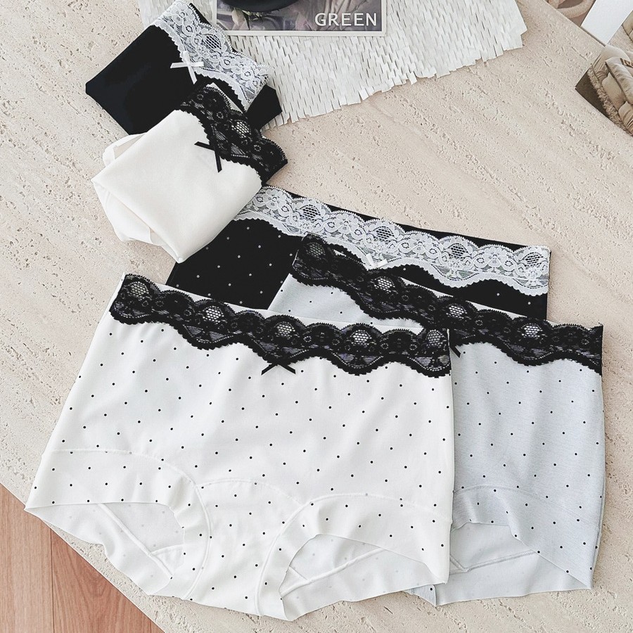9883 French Lace Traceless Ice Silk Women's Underwear High Elastic Flat Corner Anti-running Small Flat Corner Long Crotch Full Pants 10A
