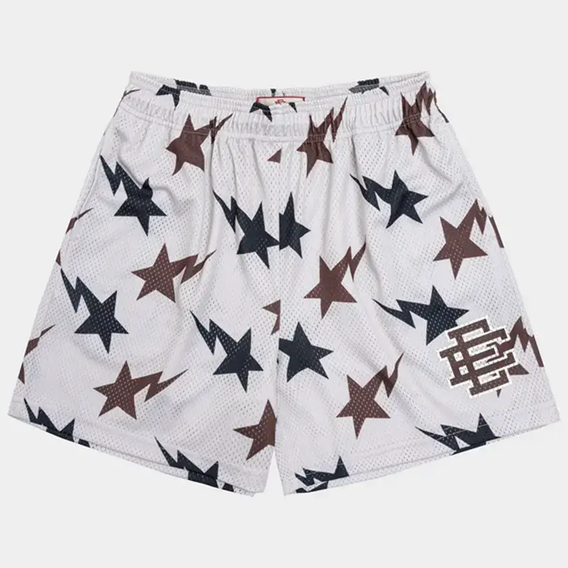 Ericemanuel Printed Logo Mesh Drawstring Shorts