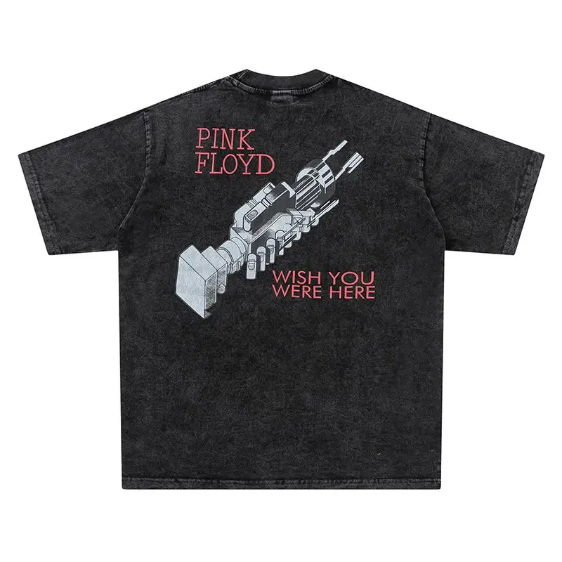 260g Heavyweight Pure Cotton! Washed Vintage Band T-Shirt with a Distressed Vintage High Street Fog Style
