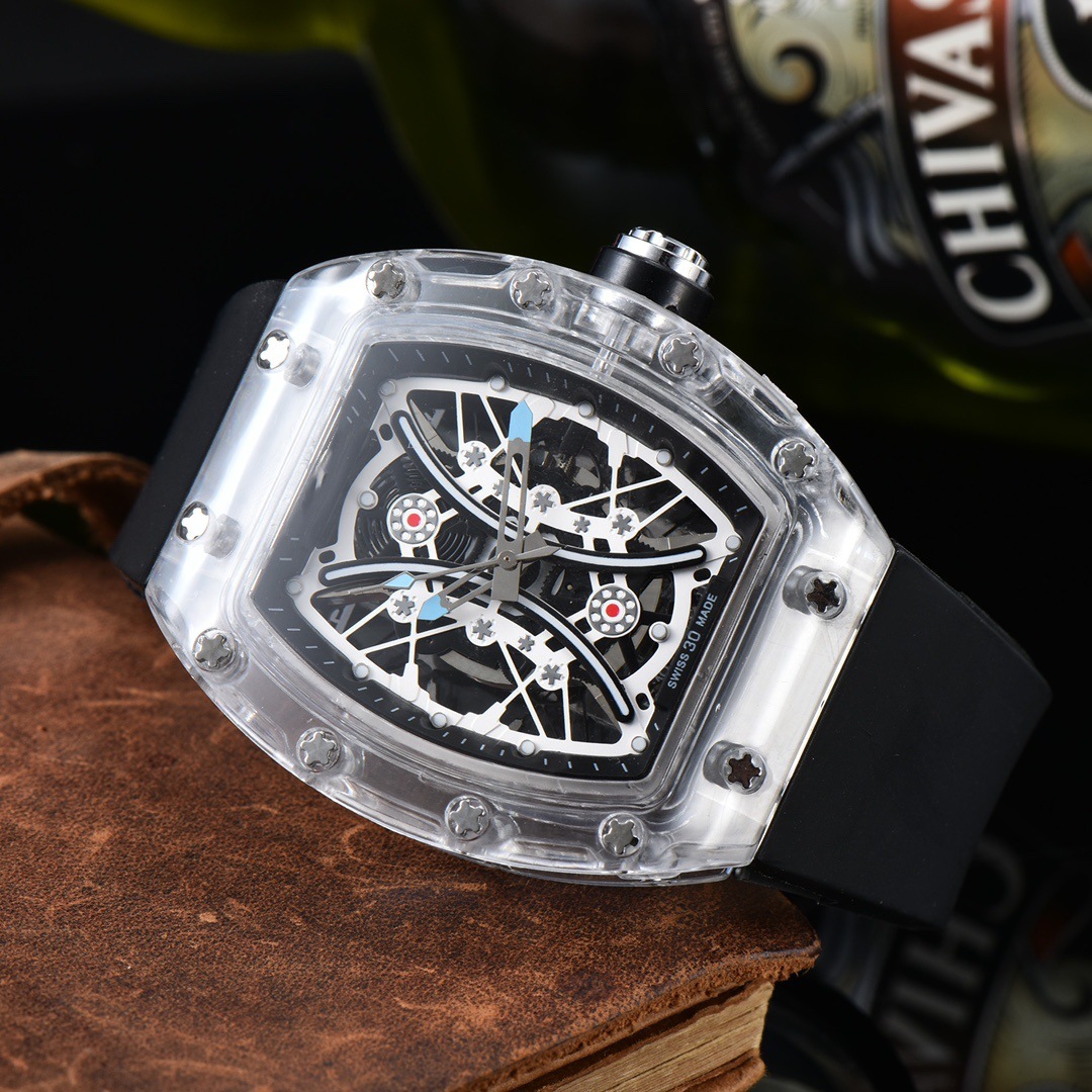 Factory supply in stock personality through the bottom sports retro gear quartz fashion watch