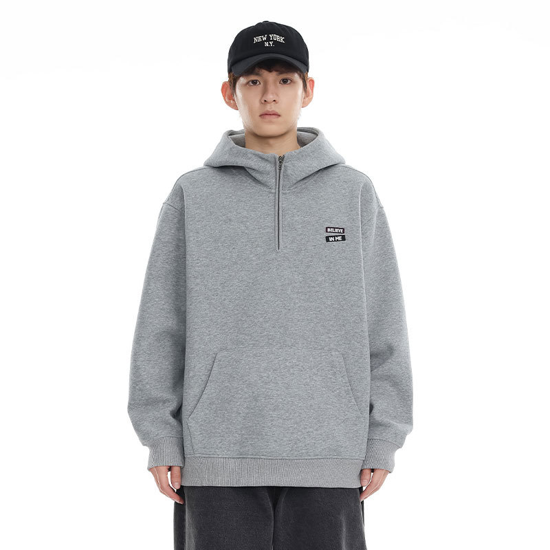Half-Zip American Hooded Sweatshirt for Men and Women 2025 Spring & Fall Couple Wear Japanese Style Casual Jacket