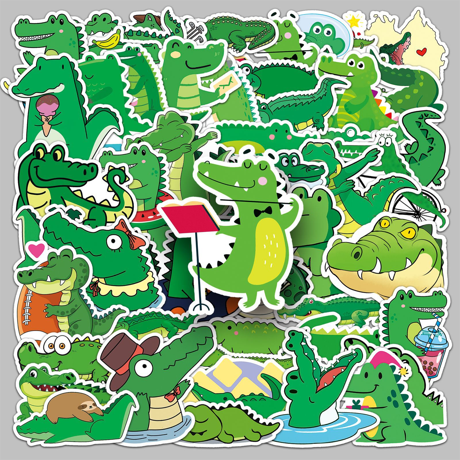 50 sheets Crocodile Animal Cartoon Luggage Sticker Waterproof Graffiti Sticker Scooter Computer Tablet Hand Account Decoration