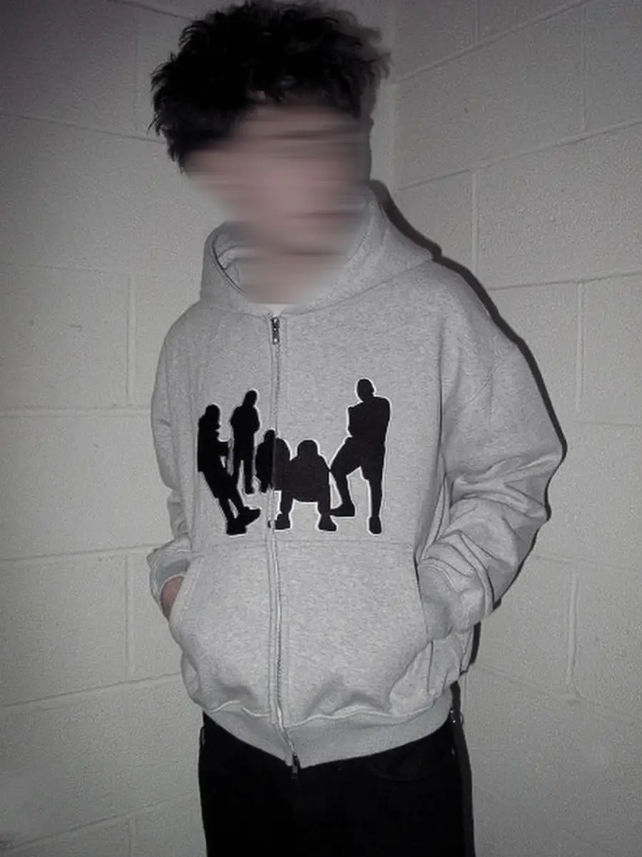 From the Street American Retro Patchwork Embroidered Cardigan Washed Zipper Hoodie for Men