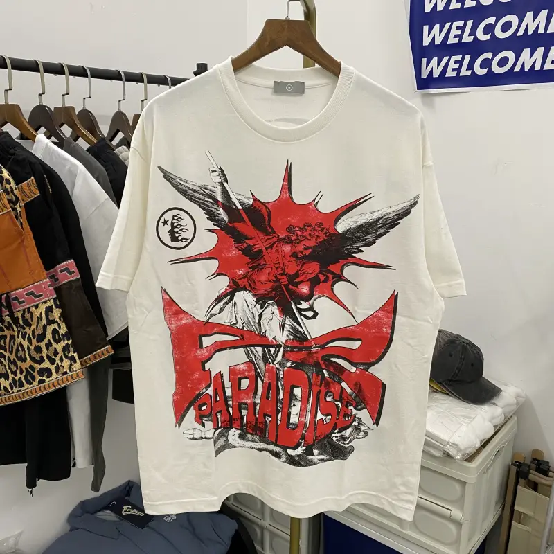 Europe and the United States high street rapper angel letters printed men loose cotton trend casual short-sleeved T-shirt couple