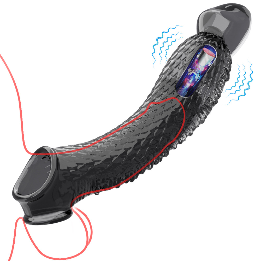 Foreign trade cross-border penis sleeve lock essence lengthened and bold wearing penis sleeve mace husband and wife sex toys for men
