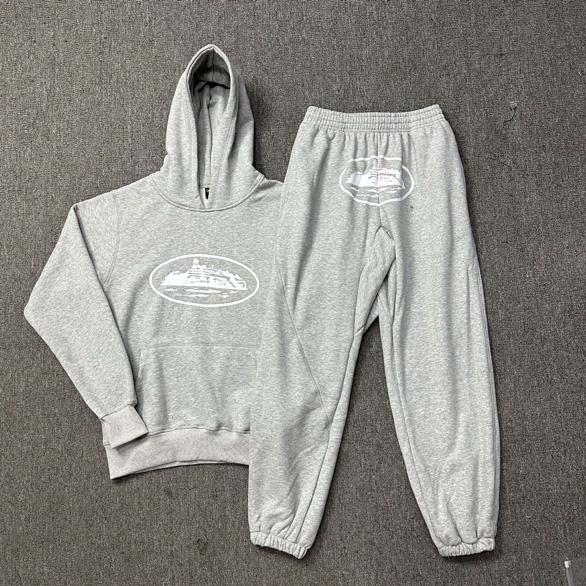 Corteiz Classic Series Ship Printed Logo Thin Velvet Fleece Hooded Sweat Fashionable Men's and Women's Casual Sweat Pants