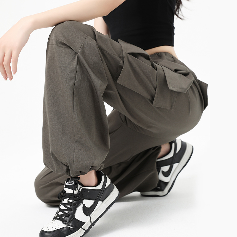 American Retro Parachute Work Pants for Women, Spring 2026 New High-Waisted, Slim-Fit, Wide-Leg, Slightly Flared Sports Trousers