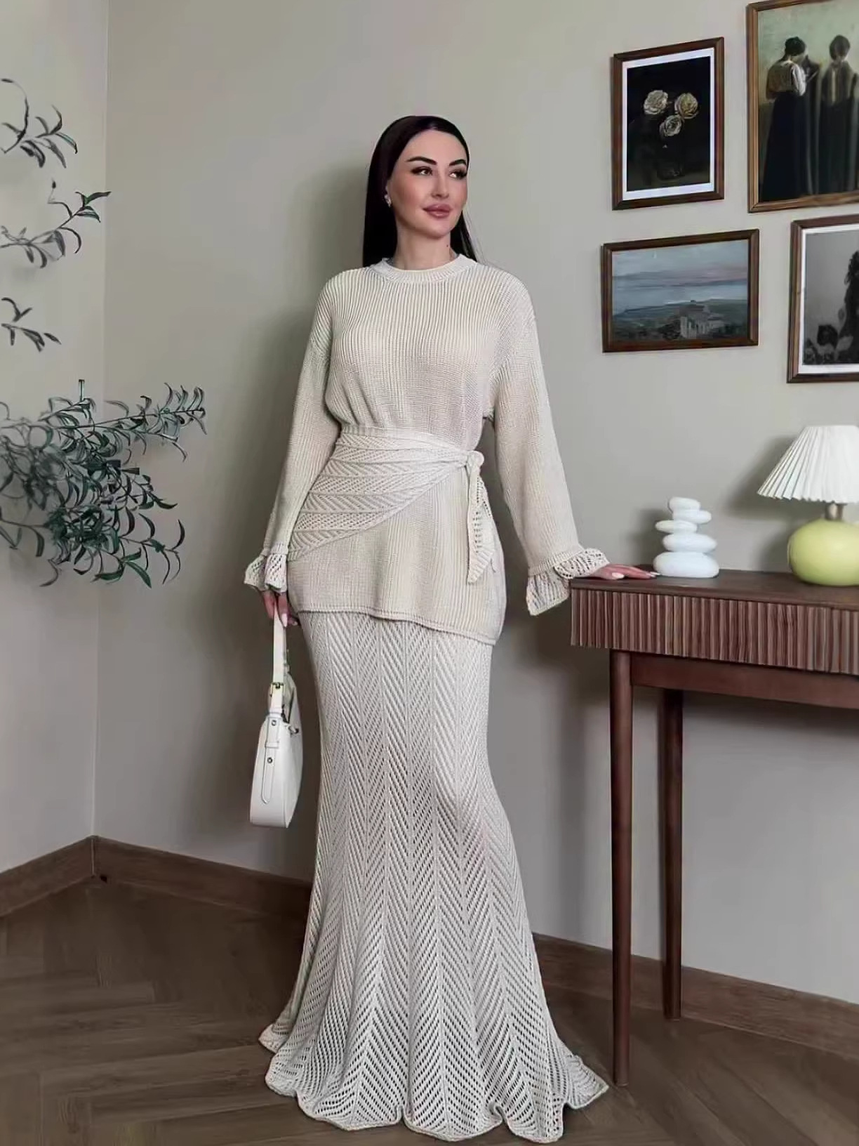 Amazon European and American Cross-Border 2026 Spring New Style Light Mature Style Lazy Elegant Long-Sleeved Long Dress Set Dress