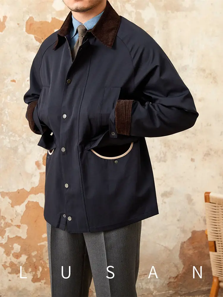 Mr. Lu San's Gukaqi waterproof windbreaker jacket for autumn and winter casual men's corduroy lapel gentleman jacket trendy