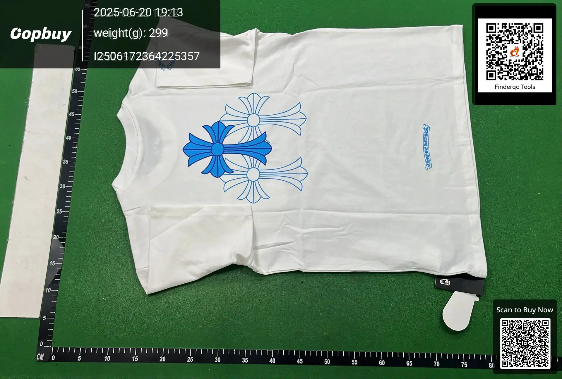 Chrome Hearts White T-Shirt with Blue Cross Graphic