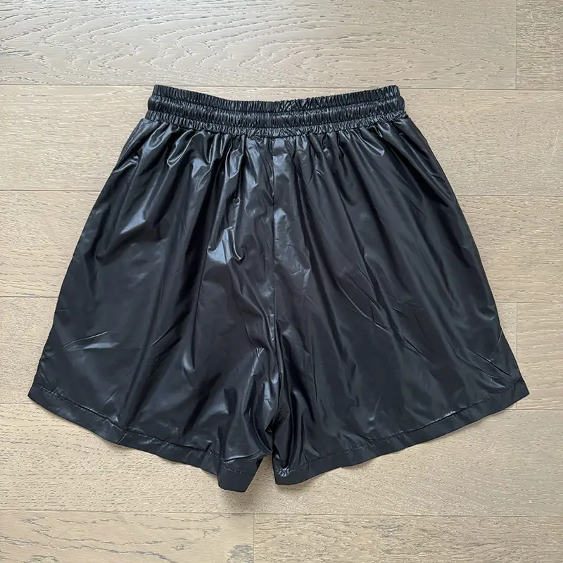 Ins High Street Summer Shorts Hell American Style letter Logo Embroider Pu Leather shorts Trendy