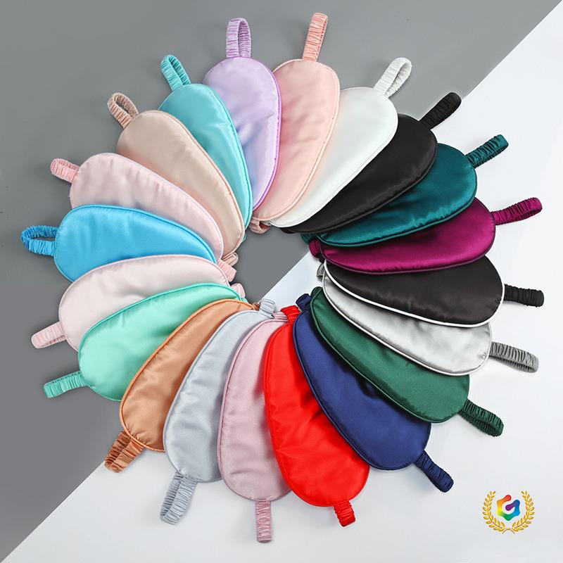 ☽ Silk Eye Mask, Cloth Bag, Hair Tie Three-Piece Set, Travel Portable Sleep Mask Set, Trendy Style