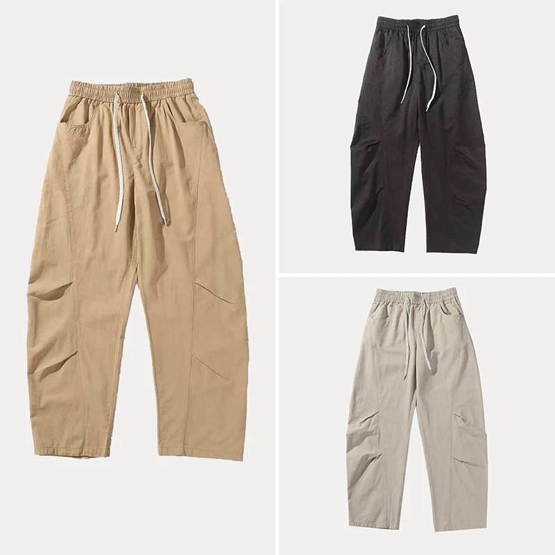 Cabinet 379! 2025 summer new men's clothing niche versatile commuting straight leg silhouette American curved knife casual pants