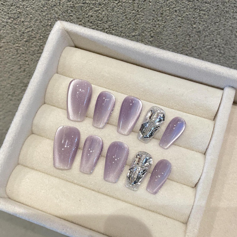 Pure hand-worn nail nail patch nail art finished purple bulb cat's eye Buchella magic mirror miracle angel