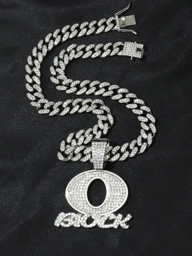EuropeanandAmericanHip-HopOblockLetterPendantNecklaceAlloyInlaidwithDiamondsEnglishTrendyPunkUnisexRapinsCool