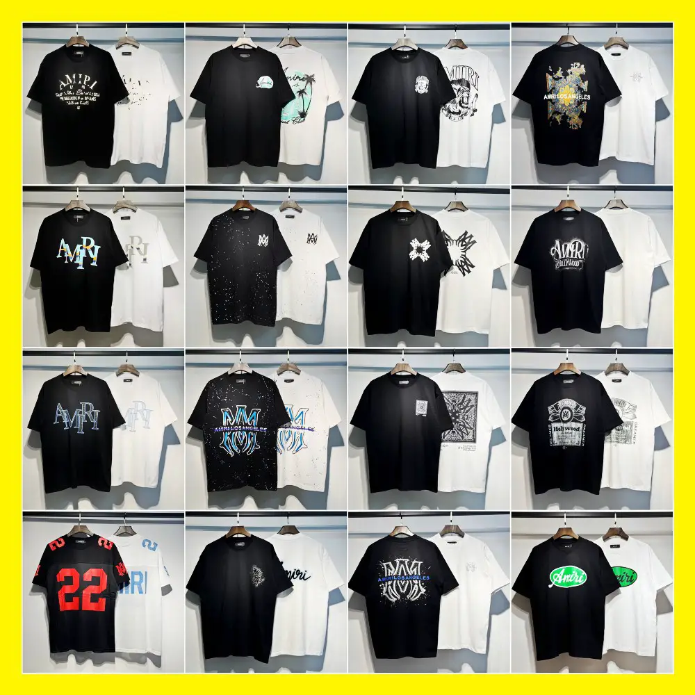 Amiri Painted Graffiti Letters Starry Sky Classic Logo Printed Short-Sleeved T-Shirt