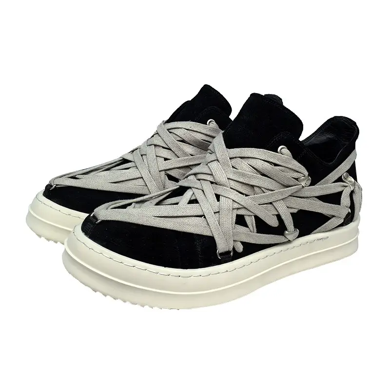 RO shoes men's new mummy height increasing thick soled sports and leisure board shoes women's four season versatile strap rivet low top shoes
