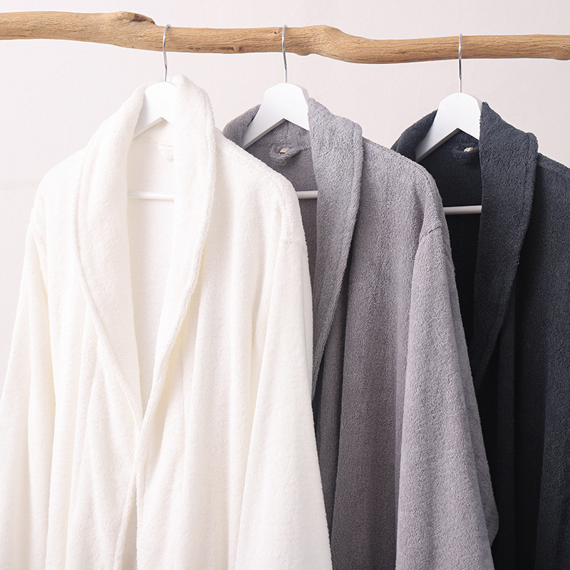 Lu Su Pure Cotton Towel Material Autumn and Winter Fertilizer Bathrobe Bathrobe Home Clothes Nightgown Medium-thick Water Absorbent for Men and Women Couples