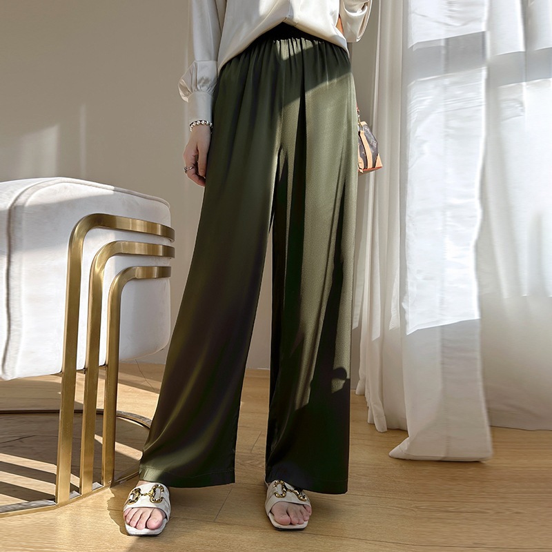 Summer Thin Sagging Satin High Waist Wide Leg Pants Women's Spring and Summer 2025 New Sunscreen All-match Casual Straight Pants