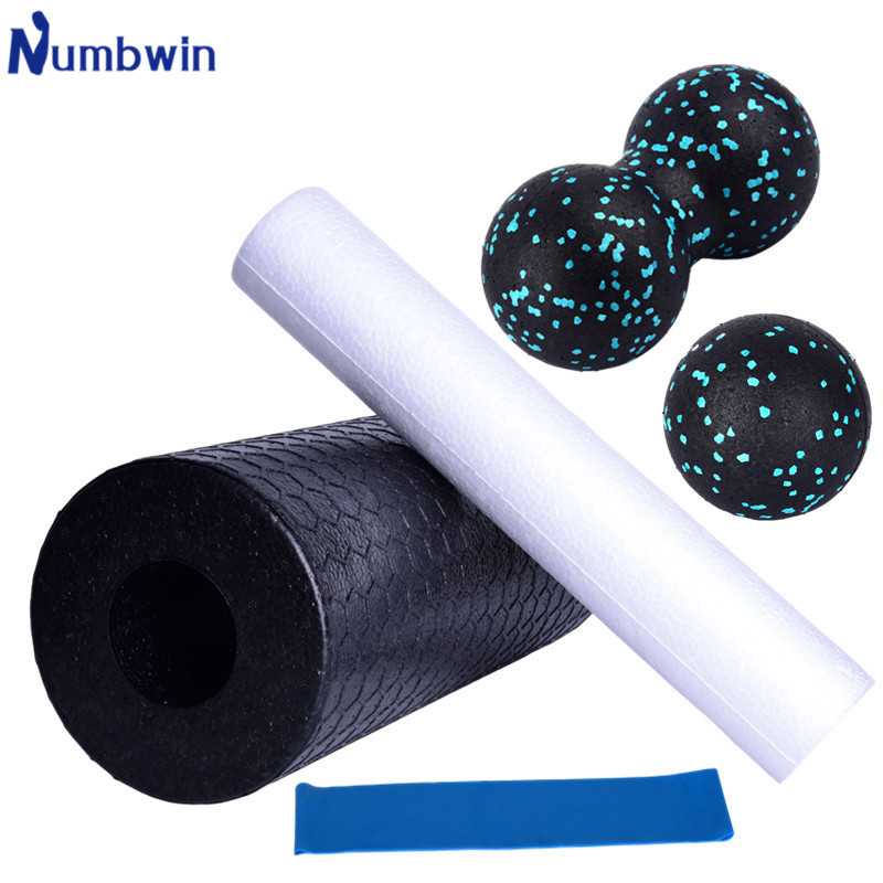 Yoga column five-piece fascia ball latex tension ring set foam shaft yoga ball small home fitness equipment