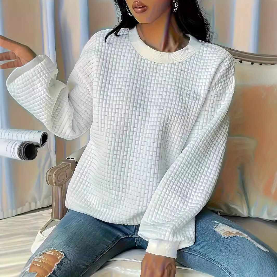 European and American New Cross-Border Amazon Wish Spring, Autumn, and Winter Hot-Selling European and American Round-Neck Solid Color Fashionable Long-Sleeve Women's Sweatshirt