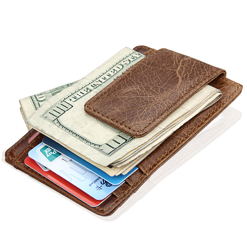 Factory direct wholesale retro men's gold clip wallet rfid card holder card holder Amazon AliExpress New