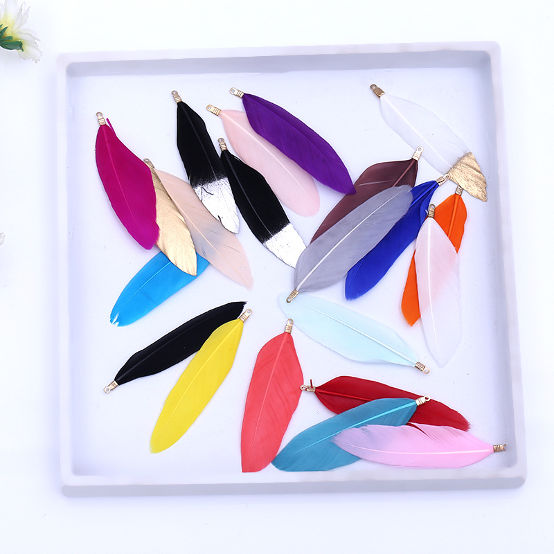 Supply spot handmade color clip feather goose feather small straight knife Diy feather kindergarten handmade wood