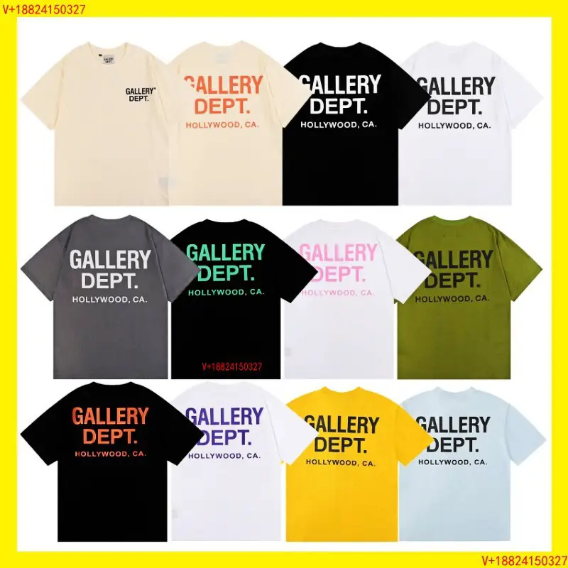 American Trendy Brand Gallerydept Basic Flip Letter Classic Logo Colorful Splash Paint Men's and Women's Short-Sleeved T-Shirt