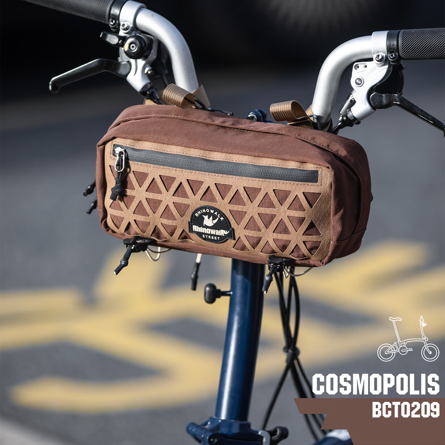 Rhinoceros Bicycle Front Bag, Cycling Storage Bag, Small Cloth Folding Bike Front Bag, Road and Mountain Bike Phone Holder