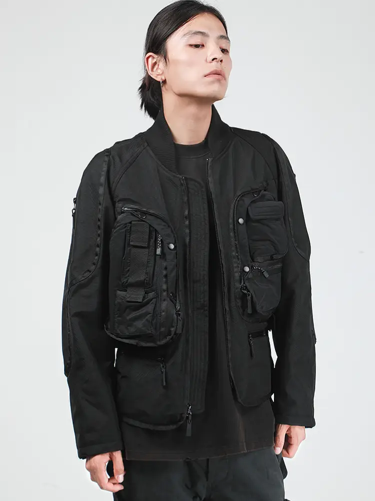 Mkszy Issey Miyake 00Aw Pocket Bomber Multi-Pocket Level 4 Armor Jacket Motorcycle Jacket Cool Men's Trendy Outerwear