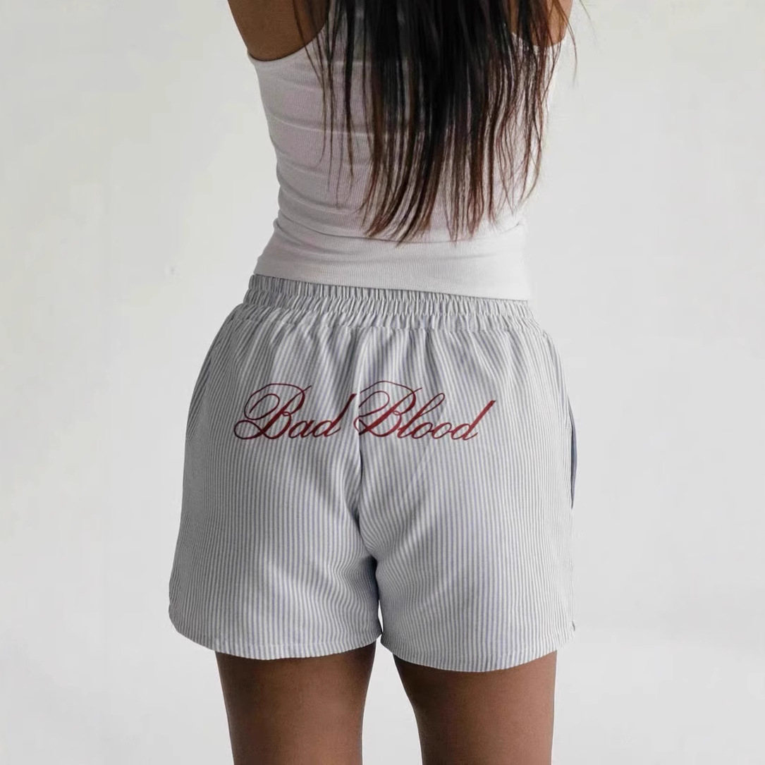 Korean Badblood Bcac Series American Sexy Stripesd Sports Shorts Women's Beach Pants Five-Quarter Pants Hot Pants