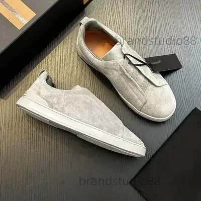 In-Stock Foreign Trade New Men's Cross Sneakers with Elastic Band, Lace-Up Trendy Casual Shoes, Men's Slip-On Low-Top Lazy Shoes