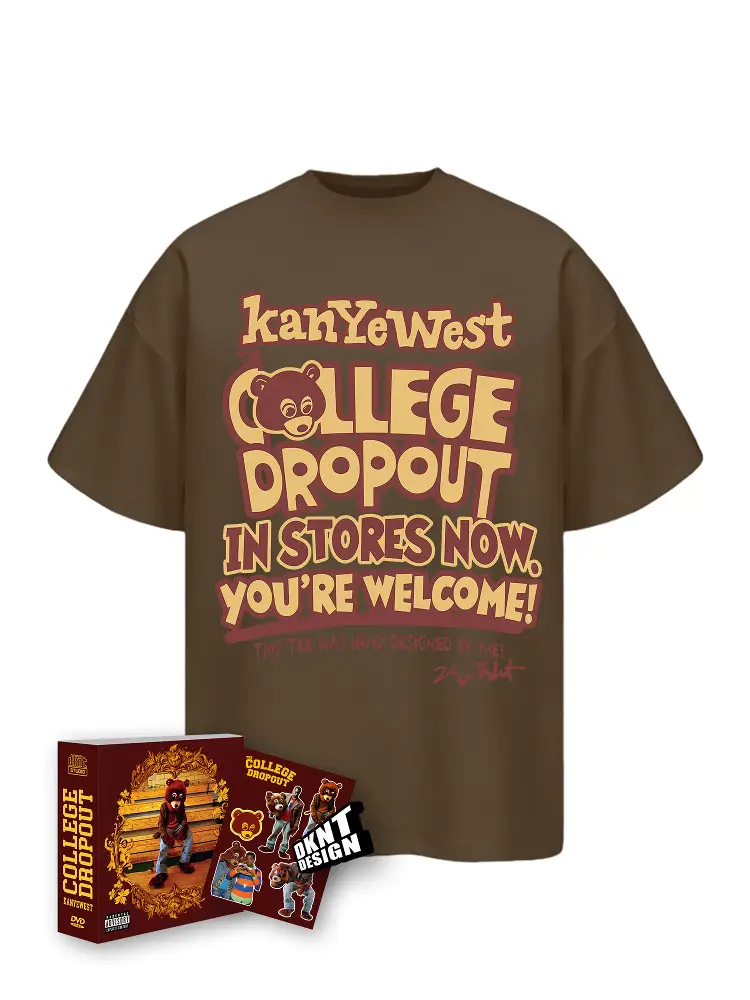 Kanyewest Fengxue Xiong Logo Lyrics Printed Short-Sleeved T-Shirt Hip-Hop American Style