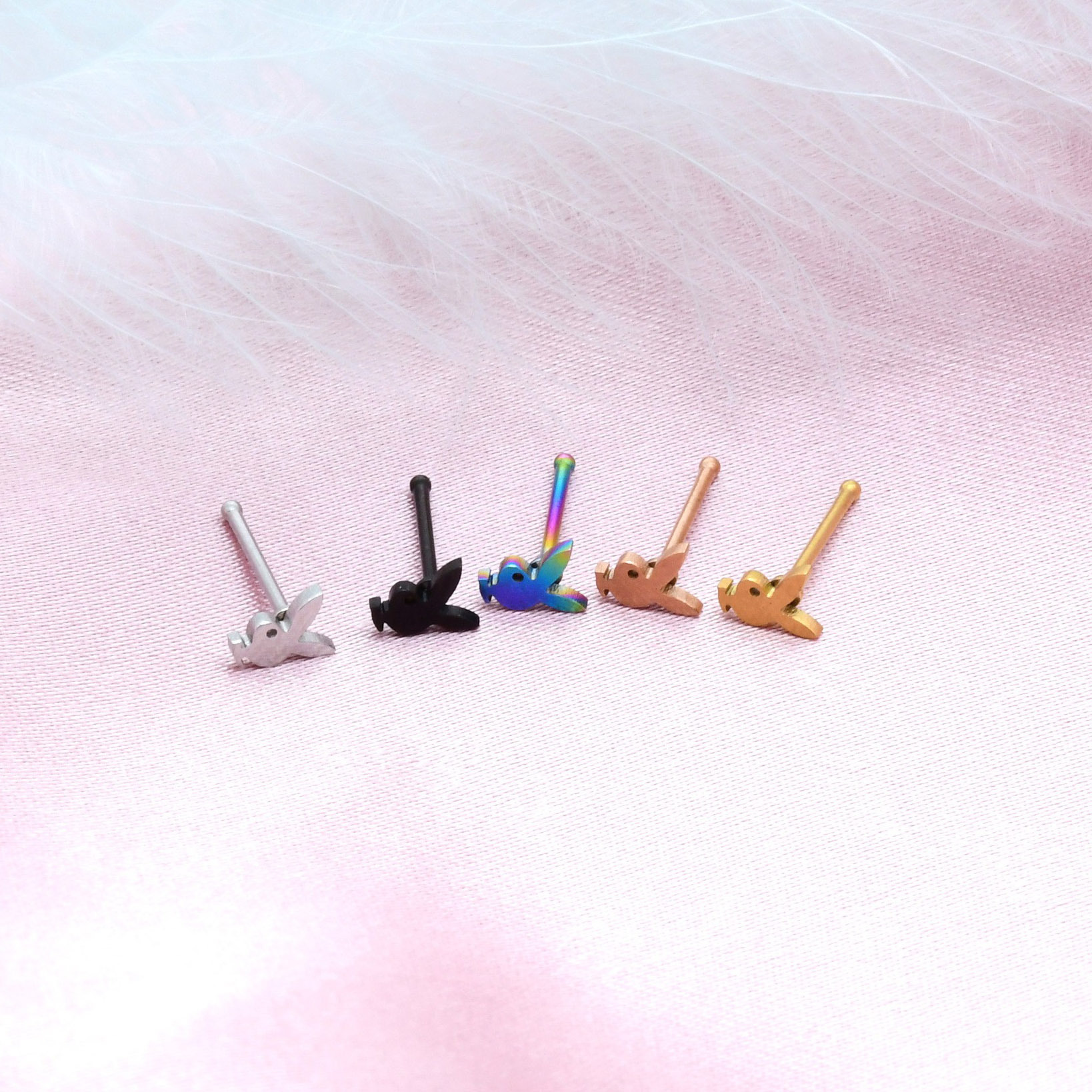 Cross-Border Supply New Products Stainless Steel Animal European and American Nose Nails Small Earrings Straight Rabbit Body Piercing Jewelry Wholesale