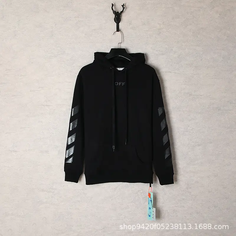 2023 New Autumn and Winter Ow Ink Arrow Pattern Round Neck Pullover Sweatshirt for Men and Women Same Style Hoodie