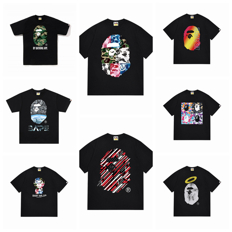 2024 Cross-border Men's Casual Round Neck Distinctive Printed T-shirt Loose Short Sleeve T-shirt for Men and Women Couple