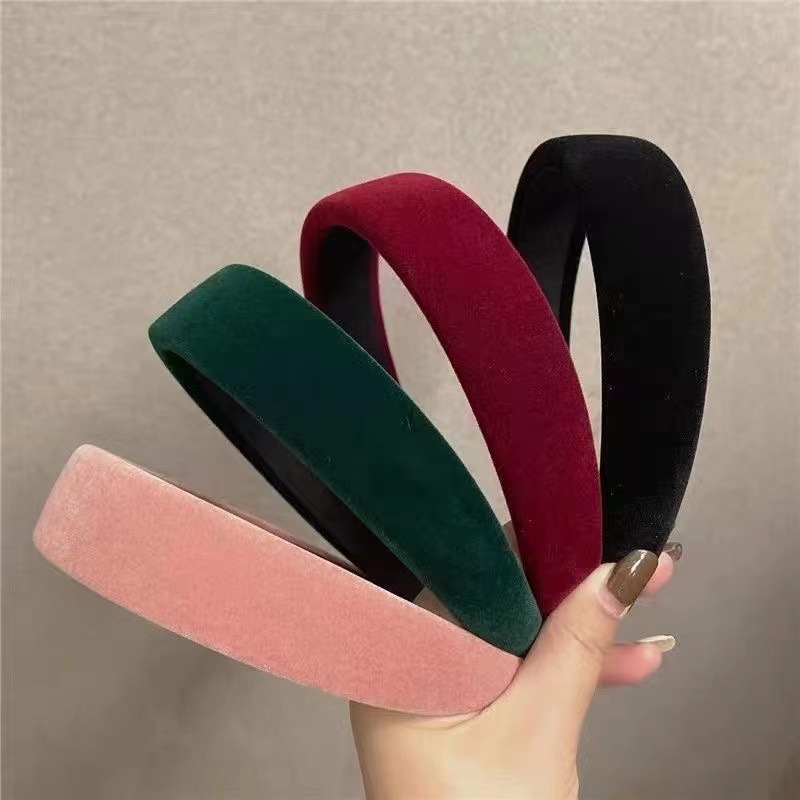 Korean classic velvet hairband wide-brimmed sponge hairband retro temperament women's high cranial head band face washing hair accessories wholesale