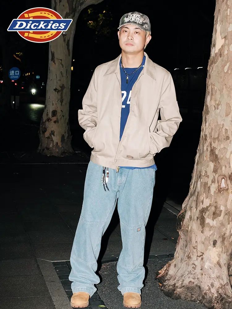 [Same Style as Sidi] Dickies Spring and Summer Washed Denim Double-Knee Pants Loose Profile Cargo Pants Dk011801