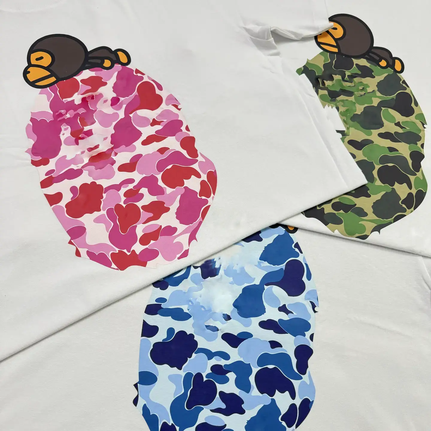 Mzc Shark Abc Camo Classic Yellow Green Red Camouflage Monkey Head Short Sleeve Collection Trendy Men's and Women's T-Shirts