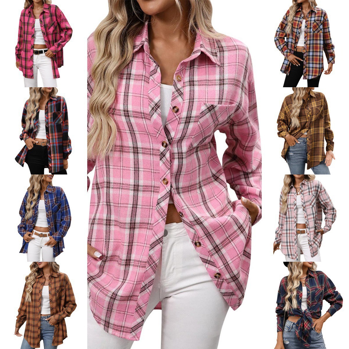 European and American Cross-Border Plaid Shirt for Women, Long-Sleeved, 2025 Autumn New Vintage Style, Versatile Outerwear, Hong Kong Style Fashionable Shirt