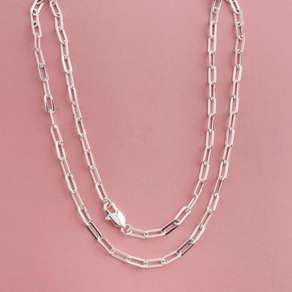 Wholesale Foreign Trade Jewelry Silver-Plated Simple Paperclip Necklace Clavicle Chain Cross-Border Temu Xiyin Hot Sale