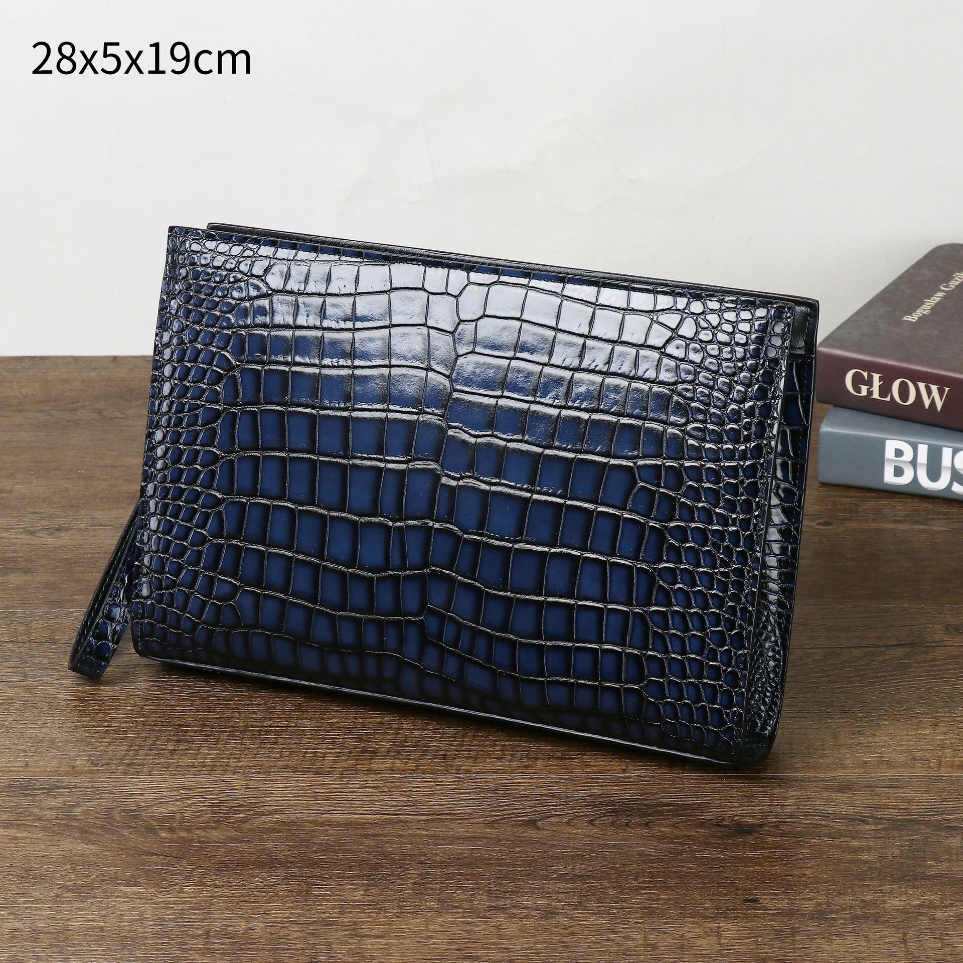 Crocodile Belly Color Men's Large Handbag Multifunctional Wallet Clutch Bag Large Capacity Business Clamp Bag Trendy Men's Wholesale